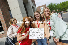 Hannah-Kate Kinney poses with her group. New Student Enrollment. June 1, 2022. 