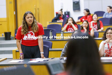Mimike Dolezal, a junior at Winnebago High School and member of the defense team, questions Goldiloc
