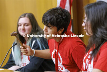 Melaki George of Winnebago High School tries to gavel the courtroom back to order as he presides wit