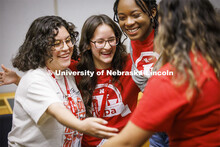 Goldilocks, second from left, played by Kaylene Dominguez-Argueta of Omaha South High School, celebr