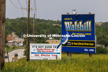 Billboard aimed at members of the Omaha Nation, promoting vaccination. Possible use with rural or tr