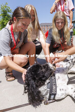 Hershey gets some attention from students outside of Cather Dining Center. Hershey is a 1 1/2 year o
