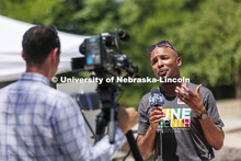 Marco Barker, Vice Chancellor for Diversity and Inclusion, speaks with local news affiliate KLKN-TV 