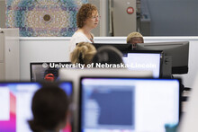 Katrina Jagodinsky, Associate Professor of History, answers a question from AD Banse of St. Olaf Col