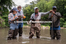 Students work together to collect and record data during their Irrigation Laboratory and Field Cours