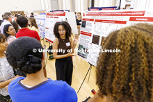 Lincoln High School student Lali Regassa describes her summer research working with gold nanoparticl