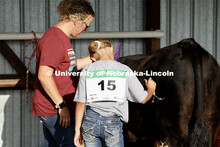 Showing cattle at the 4-H Logan County Fair in Stapleton, Nebraska. August 11, 2022. 