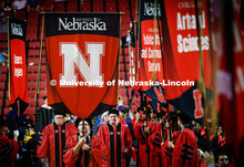 The platform party follows the Nebraska gonfalon into the arena. Nebraska grants about 600 degrees i