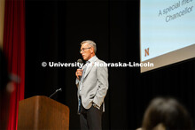 Chancellor Ronnie Green address the First Husker 2022-2023 cohort on their first day of camp. First 