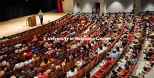 Chancellor Ronnie Green address the First Husker 2022-2023 cohort on their first day of camp. First 