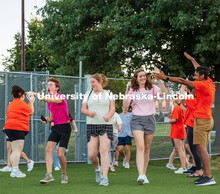 Students enter Vine Street Fields during the Playfair activity at the Vine Street Fields Wednesday n