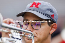 Cornhusker Marching Band practice in Memorial Stadium under the lights. August 18, 2022. 