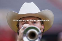 Cornhusker Marching Band practice in Memorial Stadium under the lights. August 18, 2022. 