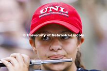 Cornhusker Marching Band practice in Memorial Stadium under the lights. August 18, 2022. 