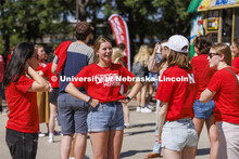 Brigid Toomey, a sophomore from Charlotte, North Carolina, talks with friends at the College of Arts