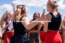 Sororities congregate to the Vine Street fields to participate in Sorority Rush Bid Day. Sorority bi