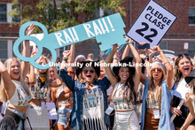 Sororities congregate to the Vine Street fields to participate in Sorority Rush Bid Day. Sorority bi