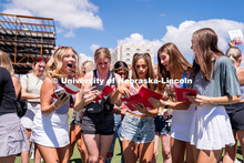Sororities congregate to the Vine Street fields to participate in Sorority Rush Bid Day. Sorority bi