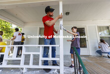 First-year law students Peter Liffrig from Bismarck North Dakota and Jude Weitzel, 8, son of new fac