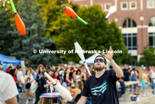 Steven Strausberg with the Lincoln City Juggling Club puts on a demonstration Sunday. Sunday, the St