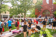Students enjoy some Dairy Store ice cream at the College of Architecture Ice Cream Social outside of