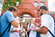 Students enjoy some Dairy Store ice cream at the College of Architecture Ice Cream Social outside of