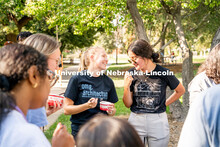 Students enjoy some Dairy Store ice cream at the College of Architecture Ice Cream Social outside of