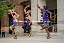 Members of Omega Psi Phi Fraternity Inc. outside the Union attending The Block Party. August 26, 202
