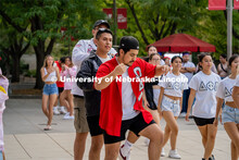 Members of Multicultural Greeks outside the Union during The Block Party. August 26, 2022. 