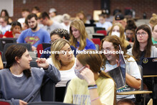 Brian Couch discusses answers about chemical elements in his LIFE 120 class. August 26, 2022. 