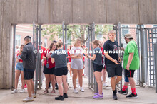 Husker fans are lined up and scanning their tickets to get in to the Nebraska vs Northwestern footba