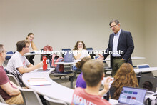 Will Thomas teaches his HIST 341 course. History classes for department and NU Foundation. August 30
