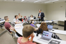 Will Thomas teaches his HIST 341 course. History classes for department and NU Foundation. August 30