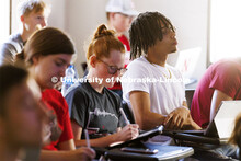 Ann Tschetter teaches her HIST 326 course. History classes for department and NU Foundation. August 