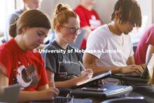 Ann Tschetter teaches her HIST 326 course. History classes for department and NU Foundation. August 
