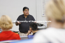 James Garza teaches his HIST 206 course. History classes for department and NU Foundation. August 30