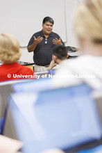 James Garza teaches his HIST 206 course. History classes for department and NU Foundation. August 30