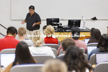 James Garza teaches his HIST 206 course. History classes for department and NU Foundation. August 30