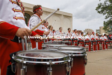 UNL Drumline gives a pregame performance outside the Sheldon Art Museum on Saturday. Nebraska vs. Ge