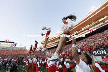 Nebraska’s cheerleaders and spirit squads cheer for the players. Nebraska vs. Georgia Southern foo