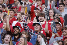 Fans cheer for the Huskers. Nebraska vs. Georgia Southern football in Memorial Stadium. September 10