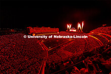 Light show in between 3rd and 4th quarters in Memorial Stadium. Nebraska vs. Georgia Southern footba