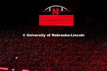 Light show in between 3rd and 4th quarters in Memorial Stadium. Nebraska vs. Georgia Southern footba
