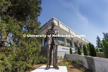 George Beadle statue outside Dinsdale Learning Commons on East Campus. September 15, 2022. 