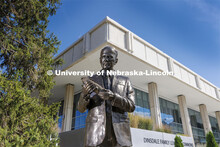 George Beadle statue outside Dinsdale Learning Commons on East Campus. September 15, 2022. 
