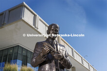 George Beadle statue outside Dinsdale Learning Commons on East Campus. September 15, 2022. 