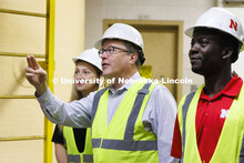Bruce Dvorak, center, Professor of Civil and Environmental Engineering, discusses Lincoln’s Theres