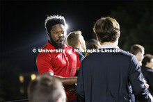 D-Wayne greets the homecoming royalty candidates on stage at Showtime at the Vine Street Fields. Rec