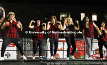 Members of Triad 9 (Alpha Gamma Rho, Pi Beta Phi and Theta Xi) perform on stage at Showtime at the V