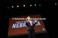 Chancellor Ronnie Green sings “There Is No Place Like Nebraska” at the conclusion of his 2022 St